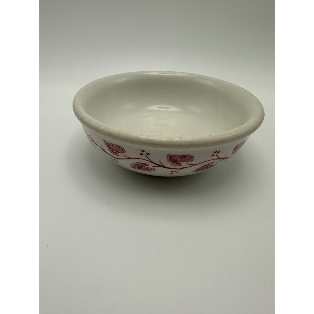 Vintage Buffalo China Red Leaf Vine Restaurant Ware Bowl 5 Inch Made in USA
